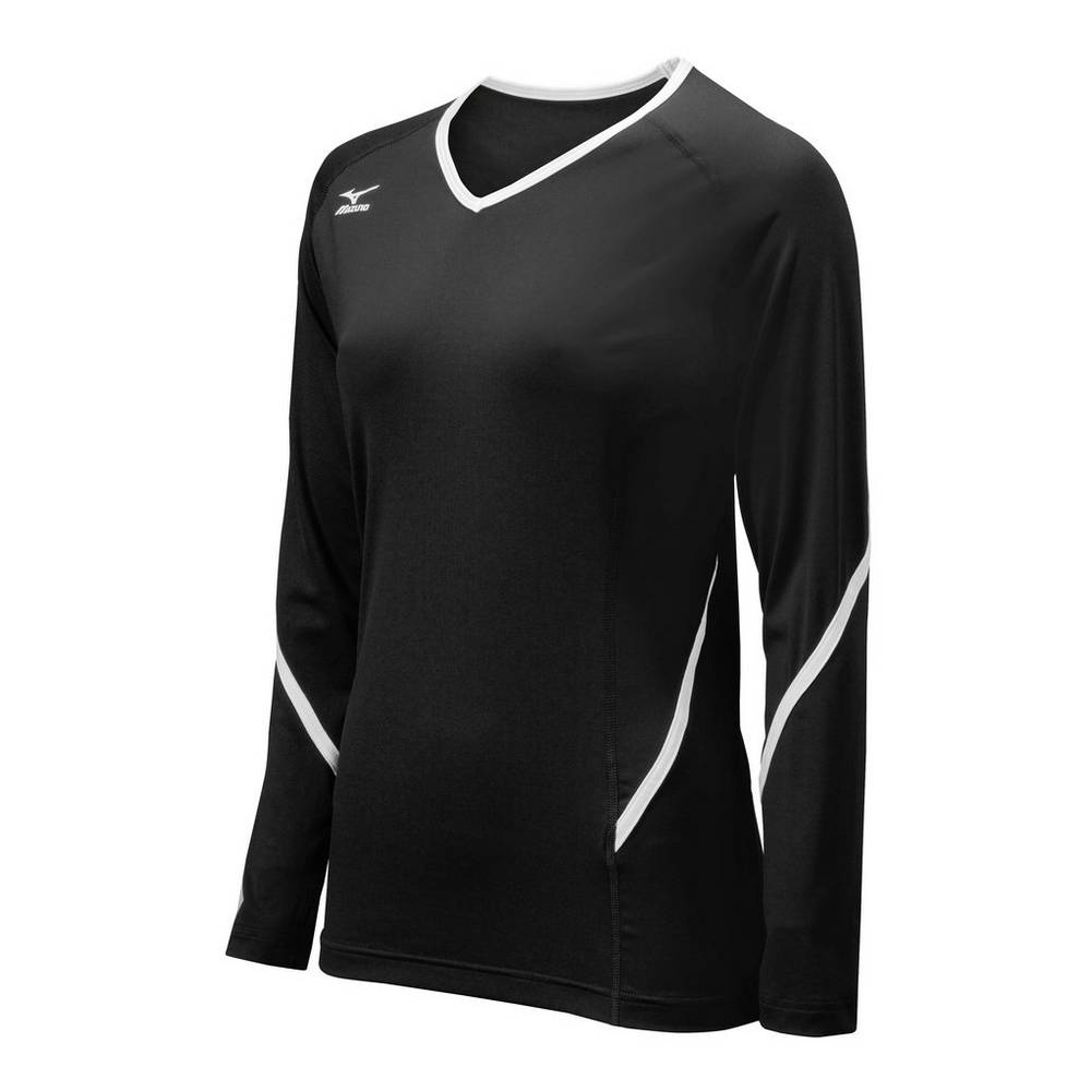 Damske Dresy Mizuno Techno Generation Long Sleeve Volejbalove Čierne/Biele Vypredaj DATU08764